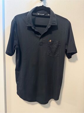 NWOT - Travis Mathew Black Polo with Patterned Chest Pocket